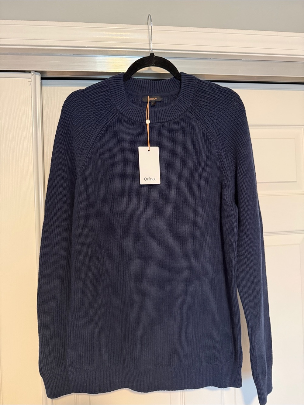 Quince | Men's 100% Organic Cotton Ribbed Crewneck Sweater L Navy NWT